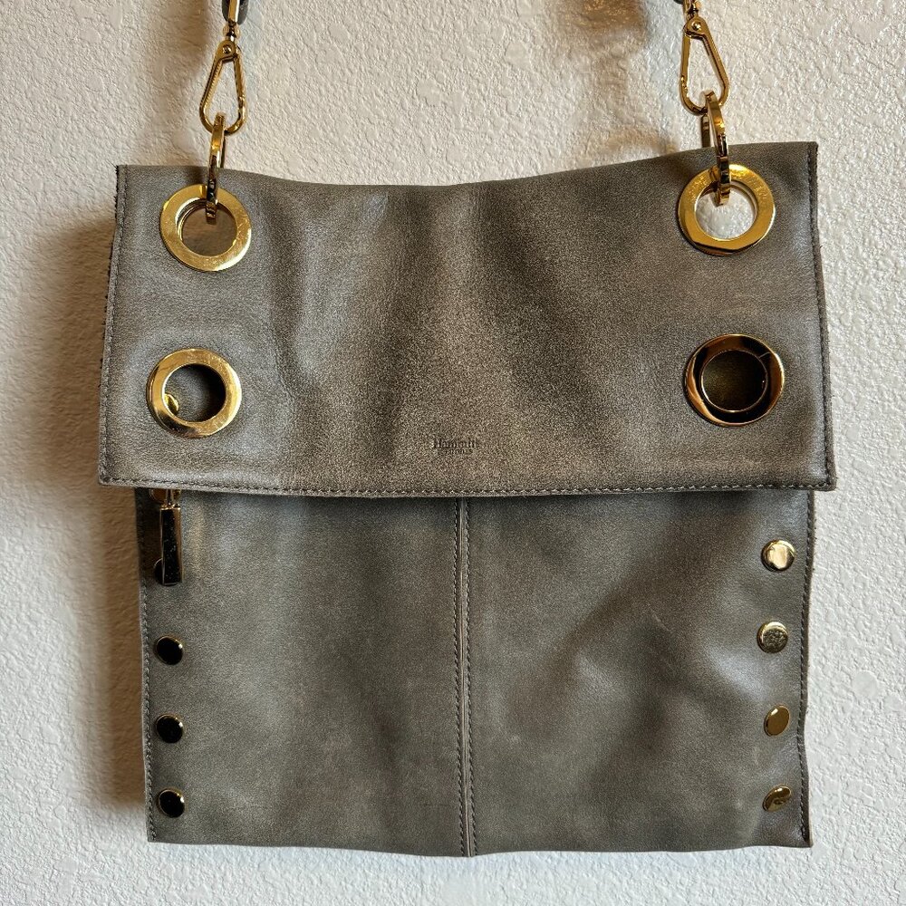 Hammitt Gray Crossbody Bag with Gold Accents
